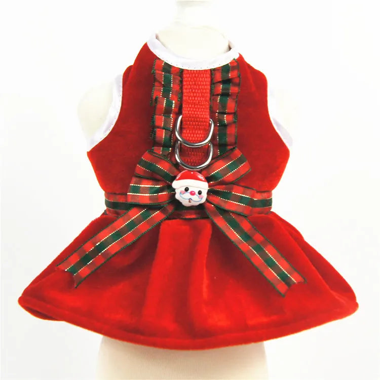 Wholesale Hot Selling High Quality Christmas Red Dog Dress Harness with Santa