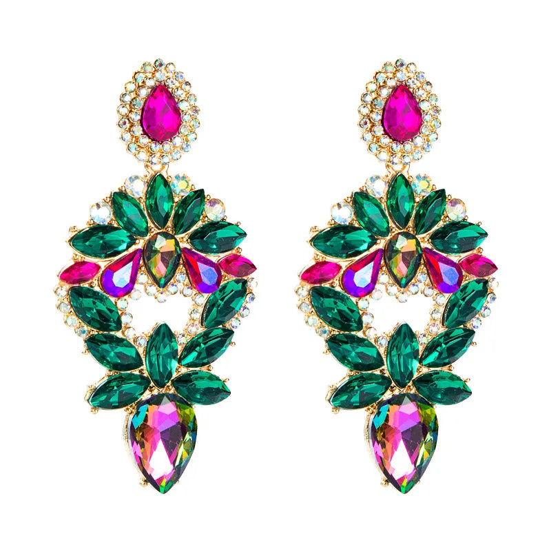 BINSHUO 2022 Wholesale Bohemian Vintage Jewelry Color Rhinestone Luxury Crystal Drop Charms Earrings for Women