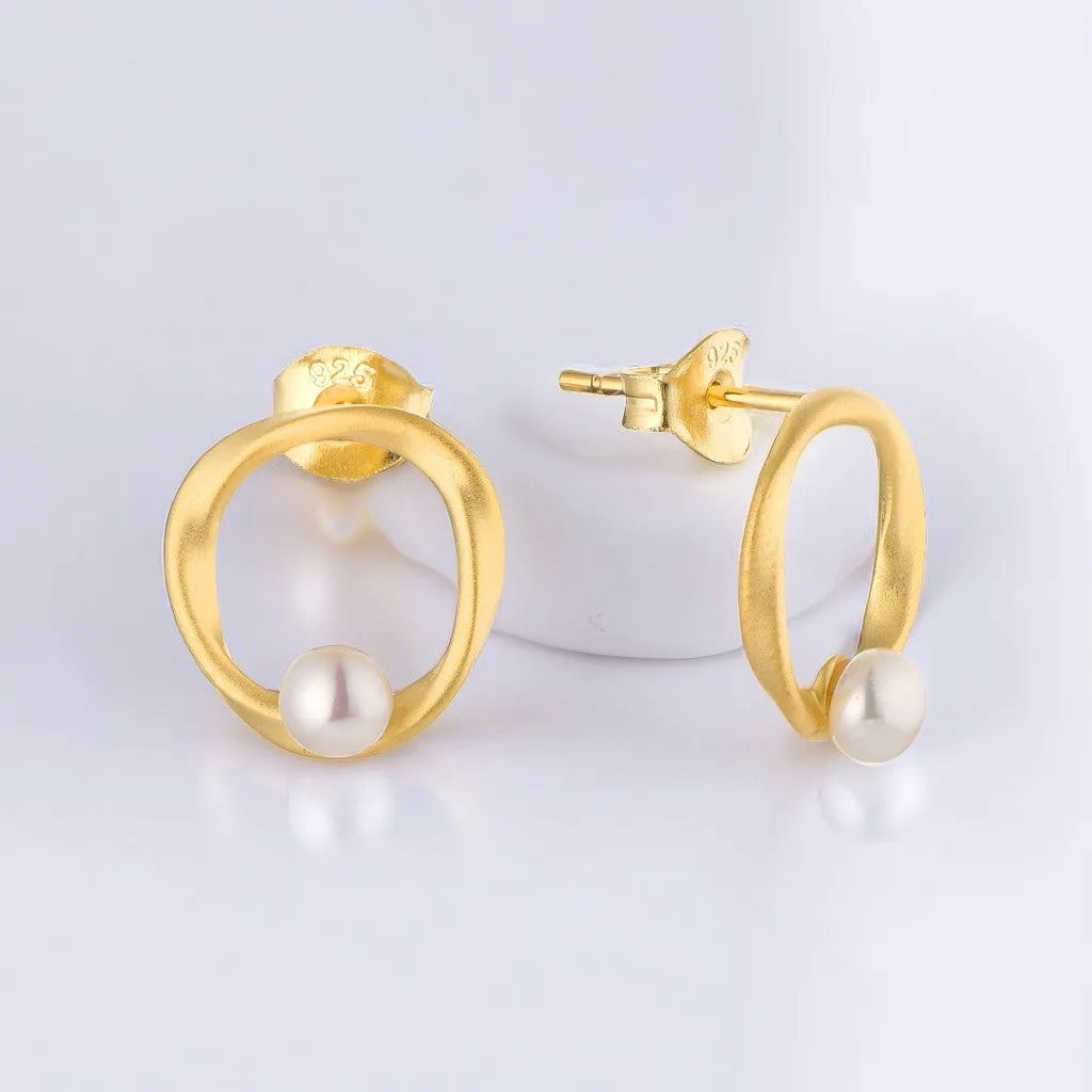 Custom Luxury Fine Lovely Jewelry 925 Sterling Silver 18k Gold Plated Mother Pearl  Women Bridal Drop Earrings