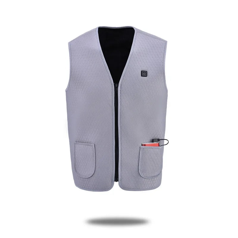 Gray Black Smart Usb Charger Magnet Therapy Body Warm Winter Battery Electric Thermal Heated Vest
