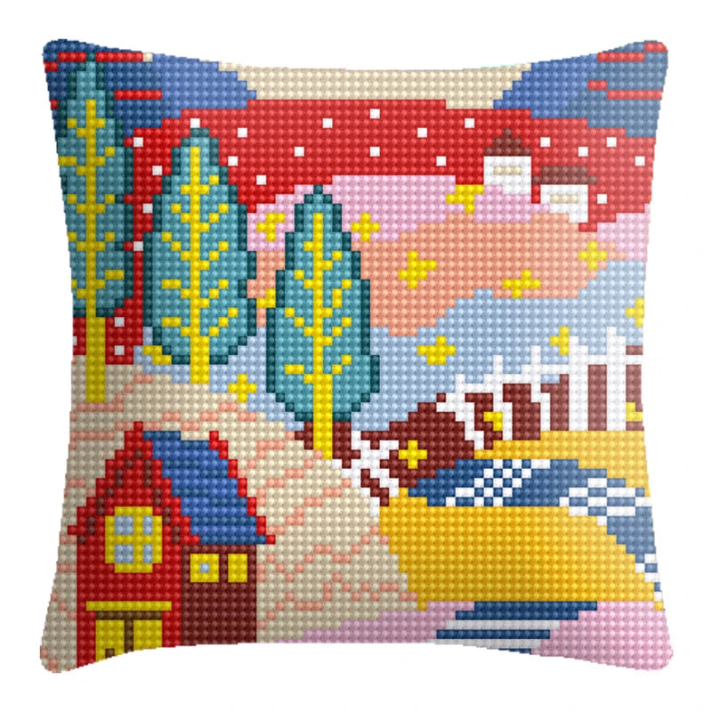 Factory Wholesale Pillowcase New Vintage Striped Cartoon Animal Plant Embroidery Cushion Covers for Sofa Cross Stitch Woven