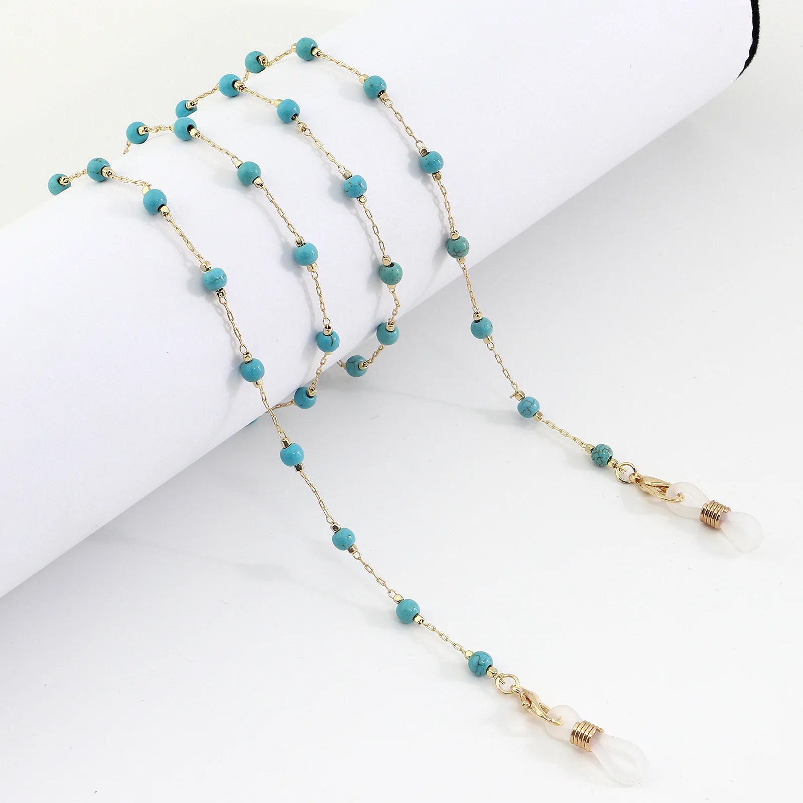 Natural Turquoise Stone Ball Beads Sunglasses Spectacles Women Eyeglass Reading Glasses Accessories Holder Strap String Chains