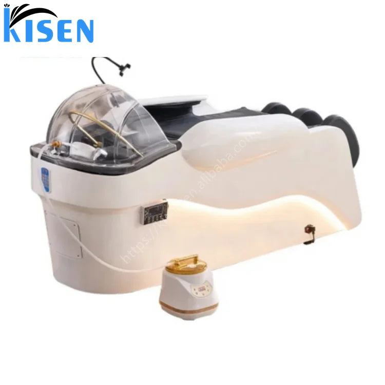 Kisen Wholesale Japanese Head Spa Hair Wash Station Massage Chair With Steam SPA Head Water Therapy Thai Massage Shampoo Bed