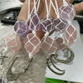 Feng Shui Chakra Car Decoration Raw Crystal Crafts Macrame Hangers Amethyst Pink Rose Quartz Aventurine Gemstone for Sale