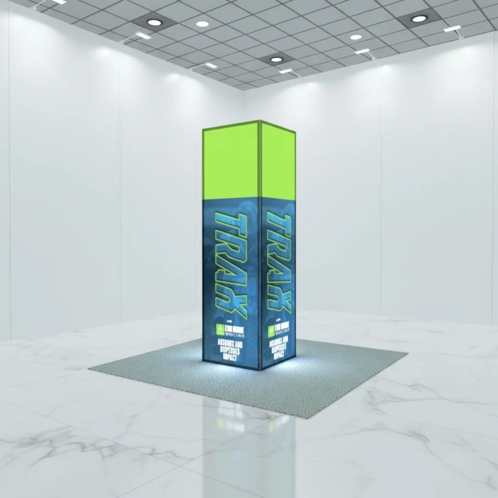 10ft Aluminum Frame LED Backlit Reusable Portable Tension Fabric Shelf Display Stand Exhibition Trade Show Pillar Tower MegaBDM