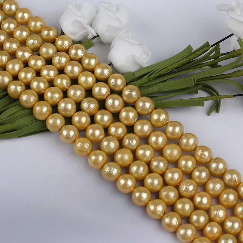 Natural Gold 9-11mm Edison Freshwater Pearl Strands for Sale