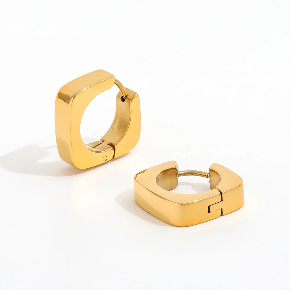 JOOLIM High End 18K Gold Plated Chunky Square Huggie Earrings Design Jewelry Stainless Steel Earrings for Women MegaBDM