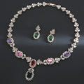 Jachon Women Wedding Jewelry Necklace Earrings Set Bridal Zircon Crystal Necklace for Girls