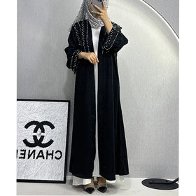 Demu New Elegant Women's Long Skirt Abaya Dubai Embroidered Lace Cardigan Robe for Muslim Factory Direct Sale