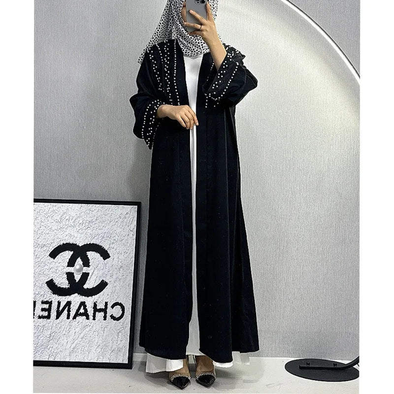 Demu New Elegant Women's Long Skirt Abaya Dubai Embroidered Lace Cardigan Robe for Muslim Factory Direct Sale