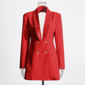 Yujie Feng Heavy Industry's 2025 Women's Blazer Deep V-Neck Waist Slimming Suit Jacket Double Breasted Crystal Hot Stamping