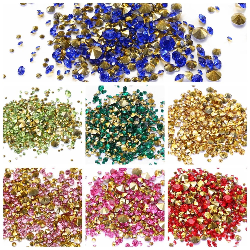AAA JC Popular Machine Cutting Chaton Glass Rhinestones Ss9 Colorful Chaton Point Back Rhinestone Factory Chaton Rhinestones