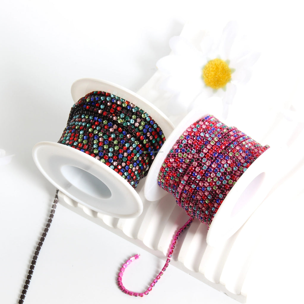 SINONG Crystal Nail Art Stickers SS6 Flat Back Rhinestone Chain Suture Drill Chain Inlay Multifunctional