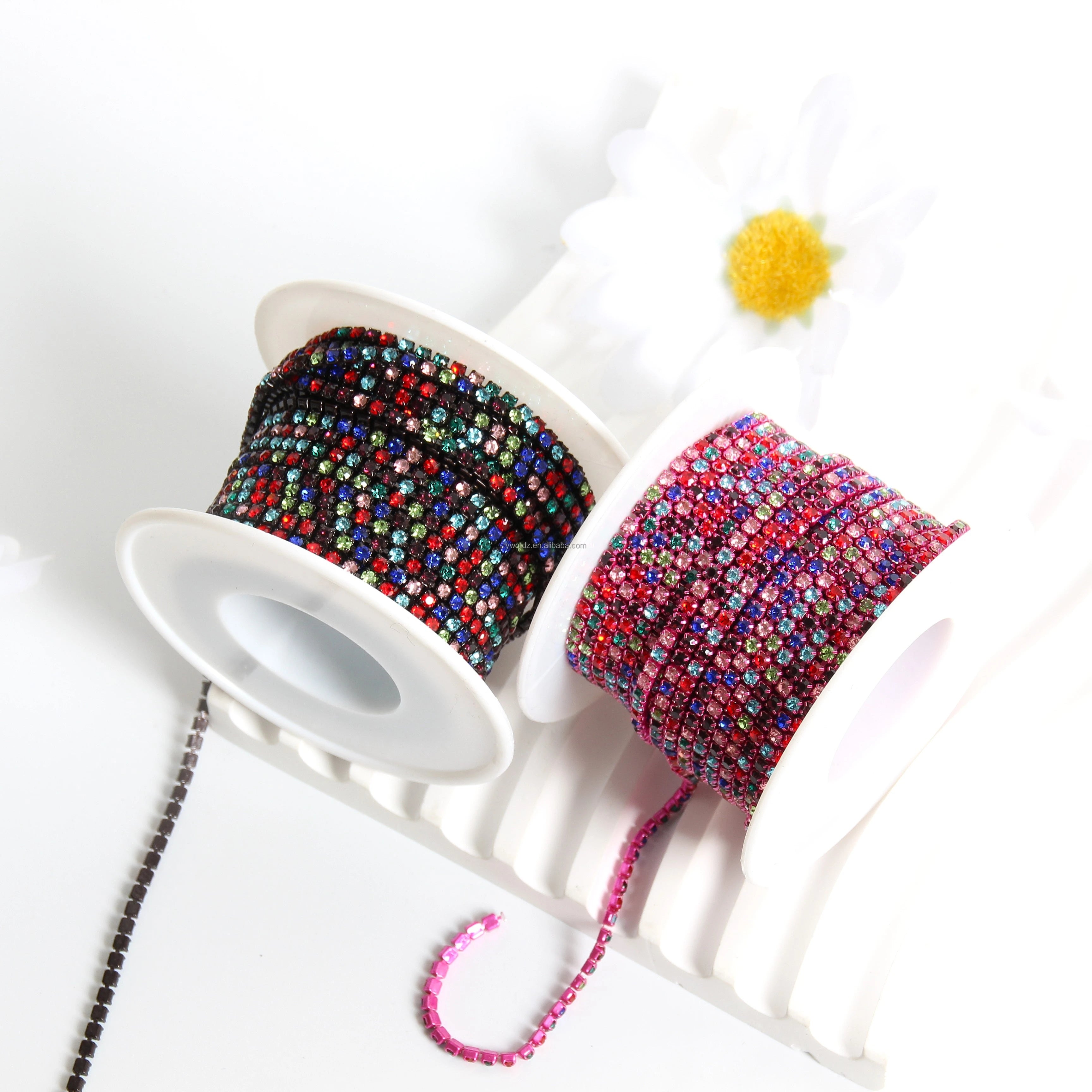 SINONG Crystal Nail Art Stickers SS6 Flat Back Rhinestone Chain Suture Drill Chain Inlay Multifunctional