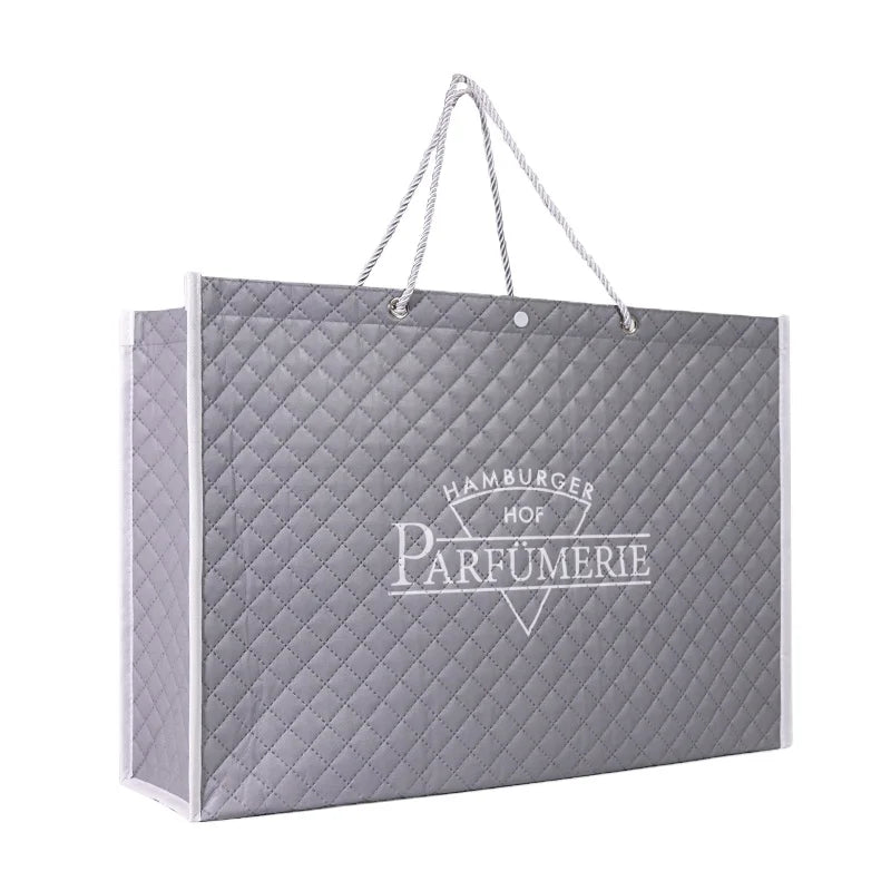 Premium 3-Layer Quilted Eco-Friendly Woven Fabric Tote Bag Heavy Load Custom Logo Laminated Non Woven Shopping Bag Made Top
