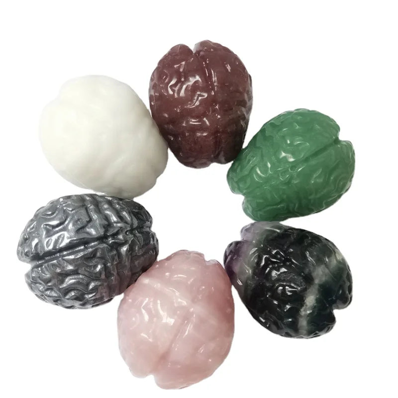 Rose Quartz Carving Natural Gemstone Healing Quartz Crystal Brain for Decoration