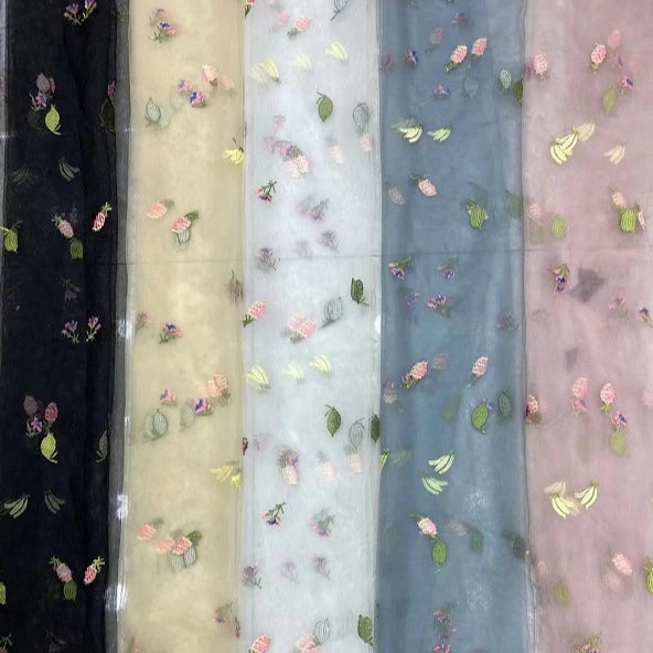 Factory Direct Popular Embroidered Fruit Mesh Lace Tulle Shell Fabric for Children's Clothing for Dresses and Weddings for Boys
