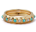 Fine Jewelry for Girls 925 Silver & 18K Yellow Gold Vermeil Turquoise Band Rings with Pearl Beads Fashionable Style