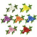 Factory Directly Custom Colorful Polyester Embroidery Guipure Lace Applique Peony 3D Sew Embroidered Corsage Patch for DIY CA03