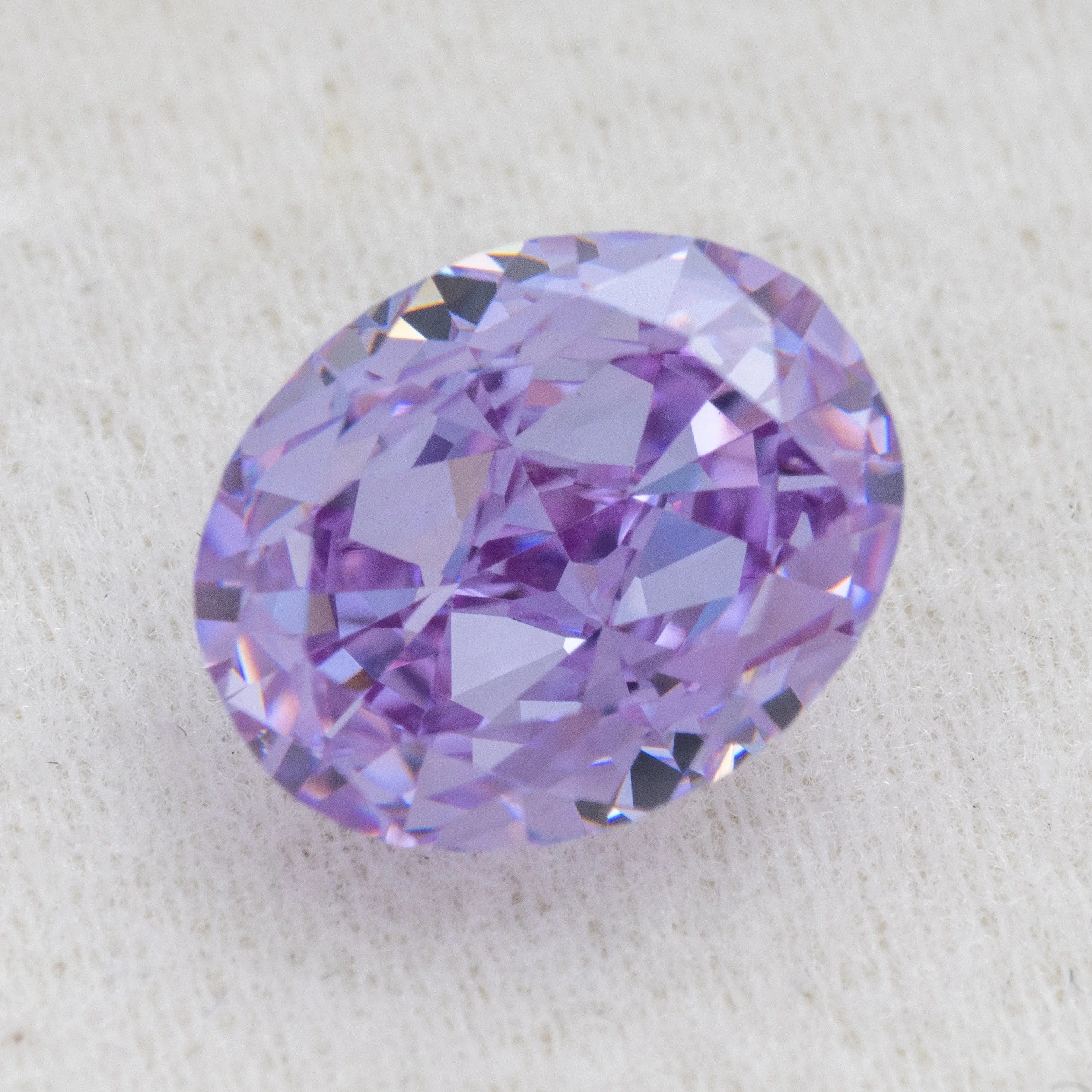 HanYu 8X10mm Oval Cut Fancy Light Purplish Pink Lab Created Color Play CZ Stones Crushed Ice