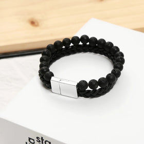 Hot Sale Beads Bracelet Engraved Inspirational Adjustable Clasp Steel Wristband Braided Cuff Tiger-Eye Bracelet