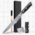 10% Off Custom Logo Fish Bone Damascus Pattern 8 Inch Kitchen Chef Bread Slice Utility Paring Knives With Pakka Wood Handle