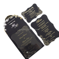 Acrylic Wedding Invitation Cards Custom Vellum Jacket Design and Customize Black Acrylic Invitation Cards With Reply Cards MegaBDM
