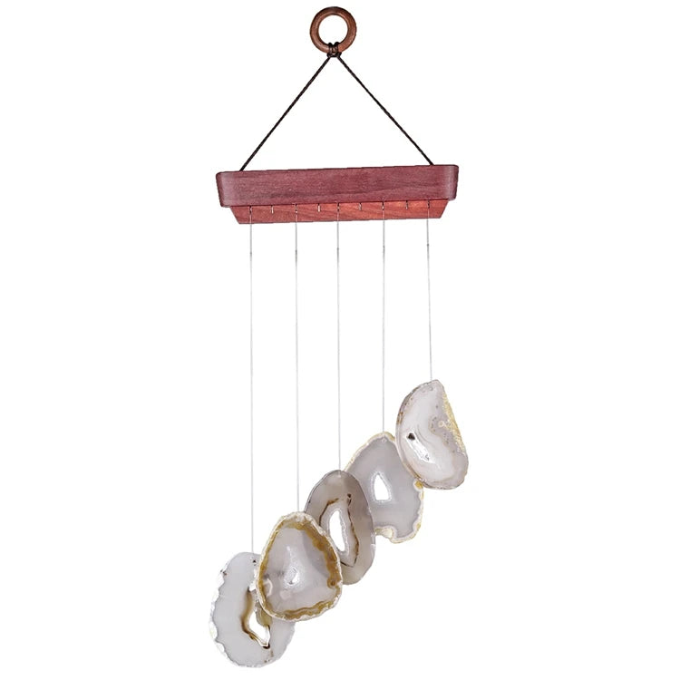 DIY 60-90mm wood wind chimes Agate wind chimes natural polished agate slices for DIY decoration