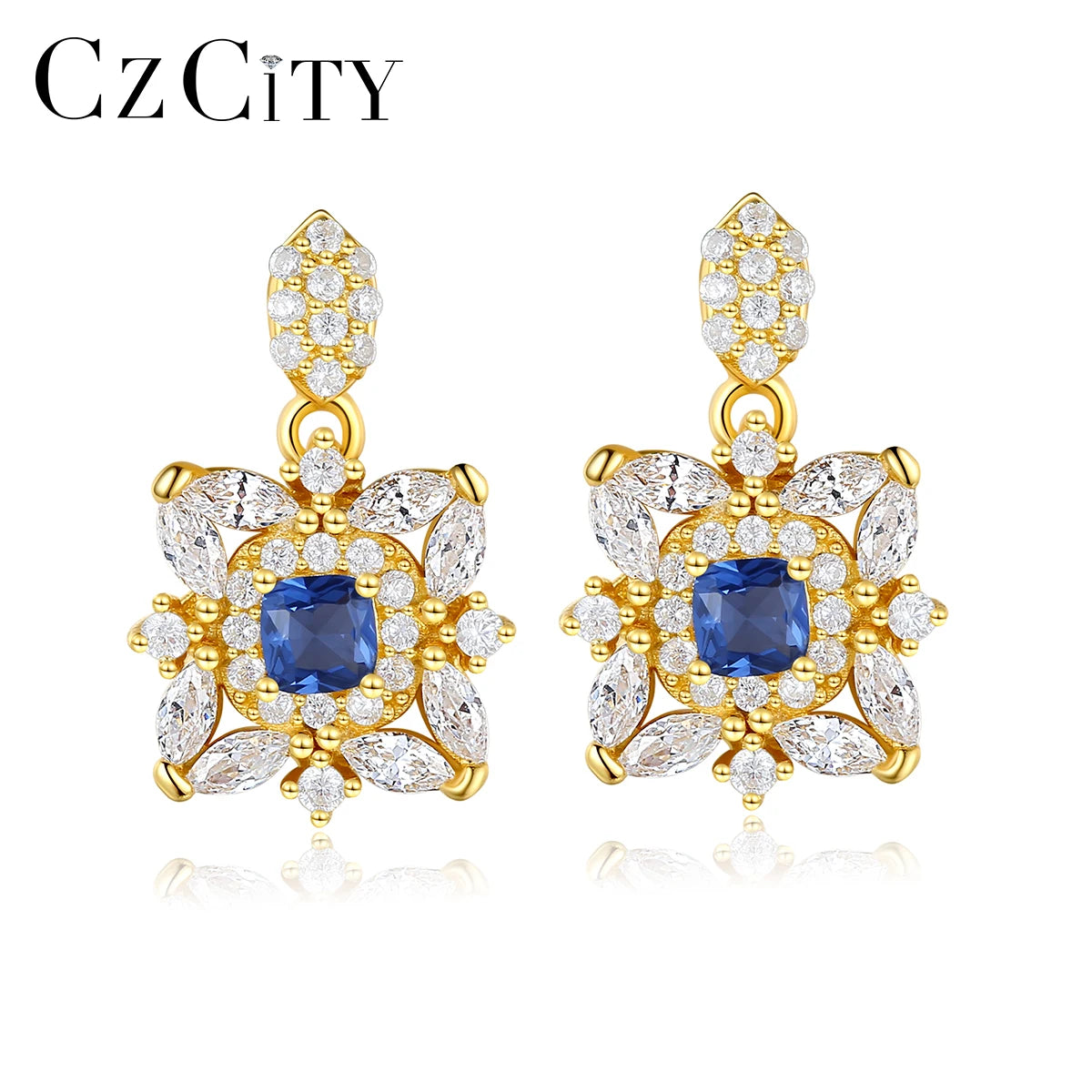 CZCITY Cubic Zirconia Jewelry Factory Welcome Custom Logo 925 Sterling Silver Fashion Drop Earrings