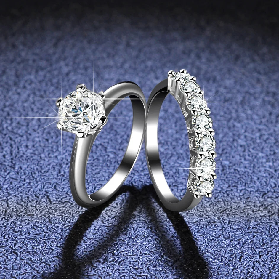 S925 Moissanite Rings Factory Wholesale Price 0.5ct D VVS Moissanite Diamond Diamonds Sterling Silver Wedding Engagement Ring