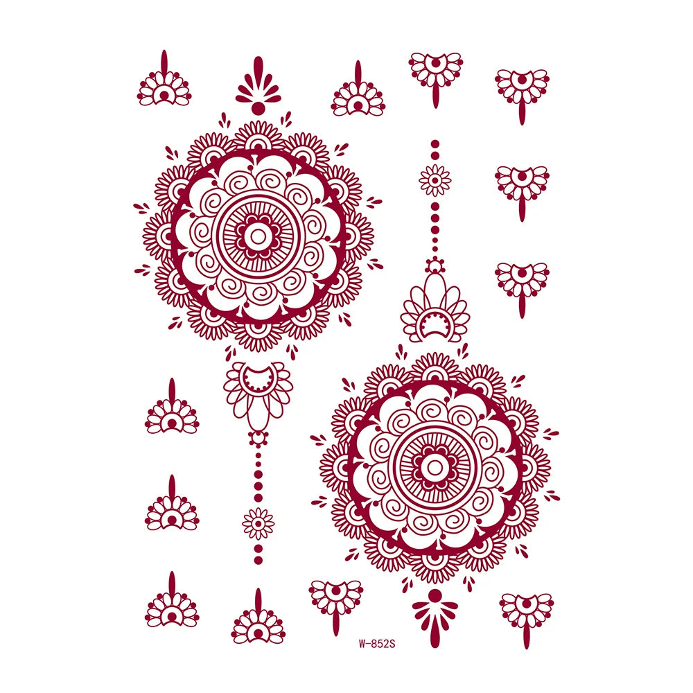 Water Transfer New Products Temporary Waterproof Easy Use Women's  Henna Lace Stencil Hands Henna Tattoo Stickers for Girl