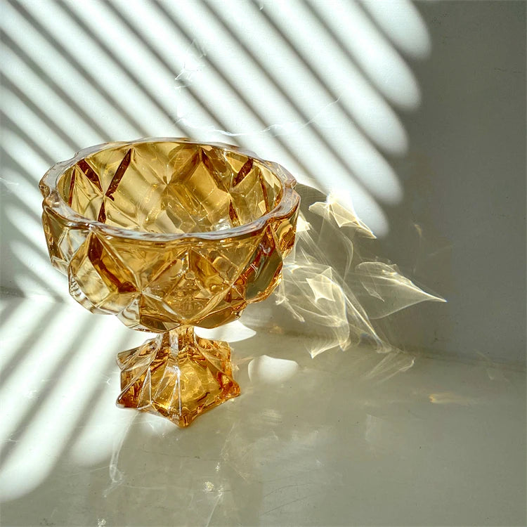 Korean Custom Home Luxury Decor Handmade Fruit Cup Tableware Transparent Kitchen Dinnerware Glass Bowl