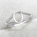 Sterling Silver 6*8mm Semi Mount Ring Empty Frame Blank Support Claw Setting S925 Base Holder Without Center Stone for DIY Inlay