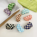 Women Vintage Big Colorful Checker Hair Clamp Checker Acrylic Check Acetate Hair Claws Clips Half Moon Claw Clip for Thick Hair