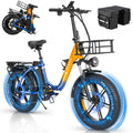 48v 15ah 20*4.0 Inch Commute E Bike Fat Tire Electric Bicycle Foldable Electric City Leisure Bike with Front Basket for Adults MegaBDM