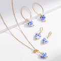Summer Fashion Luxury Ceramic Bead Heart Charms Hoop Pendant Earrings Necklace Jewelry Sets Blue and White Porcelain Jewelry Set