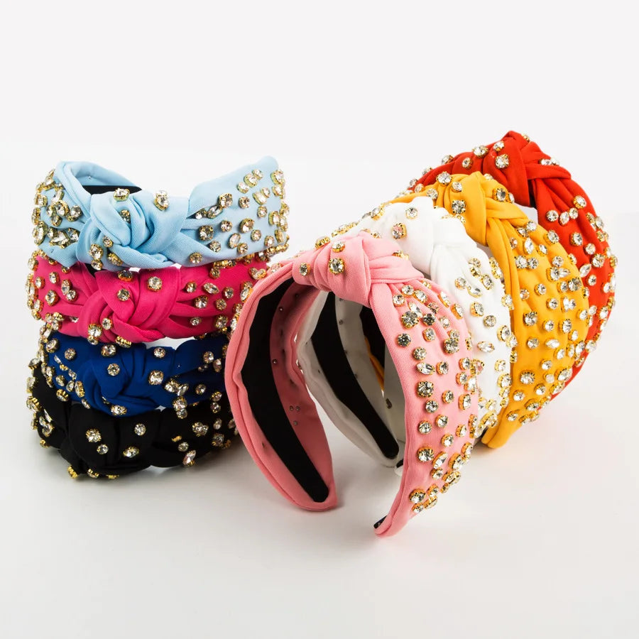 Cross-border New Fabric Knot Headband Baroque Full Drill Temperament Wide Edge Press Hair Accessories Wholesale