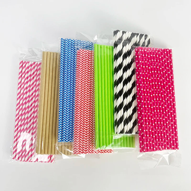 Box Opp Individual Pack Gold pink Custom 4mm 8mm 10mm 20 21 17 cm Flexible U-shaped Boba Paper Straw Black