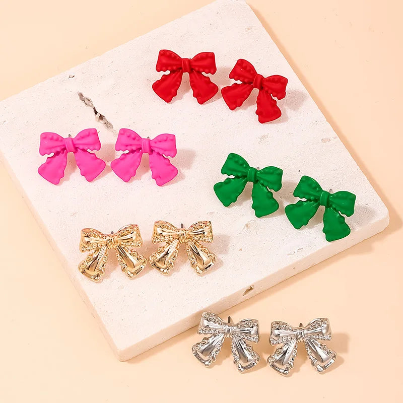 SC Jewelry Cute Bow Jewelry Earring Simple Small Colored Bow Tie Earrings for Girls