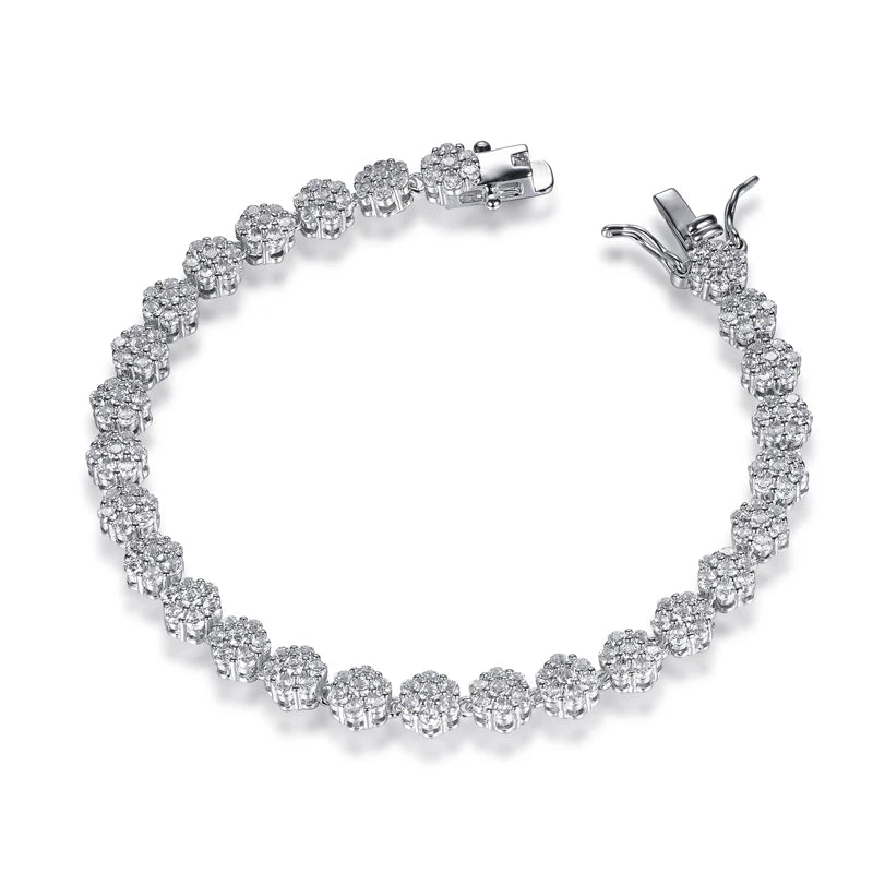 925 Silver Roman Crystal Tennis Bracelet Exquisite Luxury with Full Diamond Encrusted Gold Plated