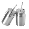 Online Double Layer Metal Mug 500ml Stainless Steel Straw Bar Drinking Tea Coffee Beer Cups Juice Cup With Handle