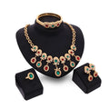 Vintage Dubai Bridal Wedding 18k Gold Plated Gem Jewel Necklace Ring Earring Bracelet Women