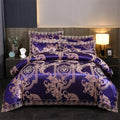 European Style Satin Jacquard Lace 100% Polyester Four-piece Bedding Set Sheet Set
