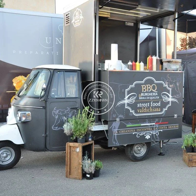 Hot Sale Food Cart Wine Champagne Beer Mobile Bar Ape Electric Tricycle Hot Dog Cart Ice Cream Three Wheel Food Truck