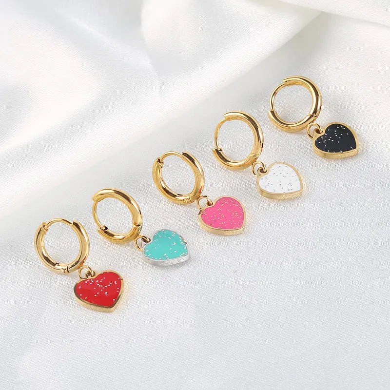 Fashion Jewelry Earrings Simple Ladies Ear Buckle PVD Gold Plated Heart Earrings Women Stainless Steel Earring