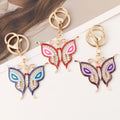 Wholesale Gold Plated Rhinestone Butterfly Key Ring Holder Colorful Enamel Butterfly Key Chain Accessories