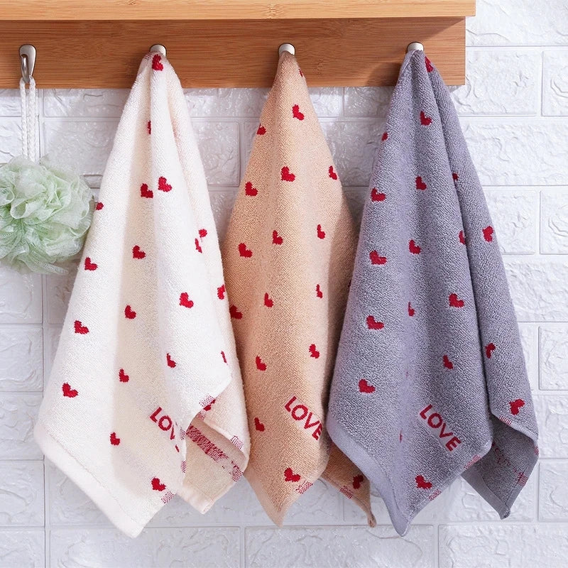 Red Love Cotton Bathroom Towel Thick Absorption Wash Face Hand Body Towels Kitchen Household Cloth for Cleaning