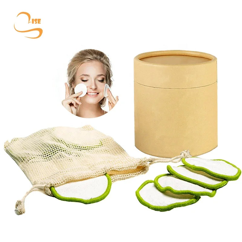 Eco-friendly 3.15" Round Reusable Bamboo Terry Cosmetic Cleansing Pads Organic Laundry Bag Soft Girls Makeup Remover Wipes