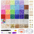 Meihui Art 24 Colors Friendship Bracelet Beads Polymer Heishi Clay Beads Bracelet Making Kit for Jewelry Making