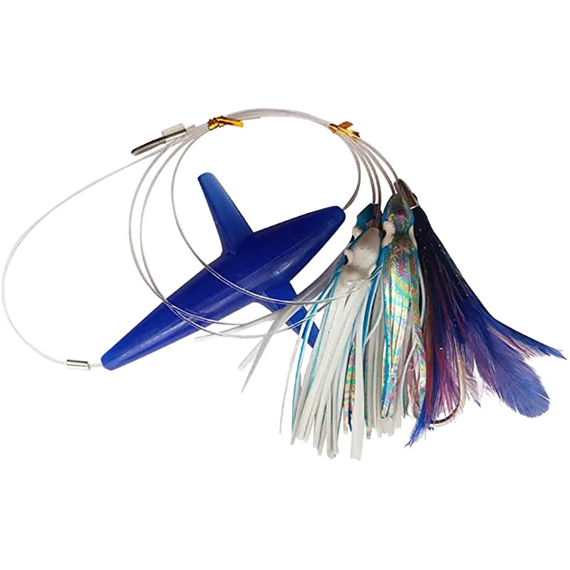 OEM NEW ARRIVAL Blue Alumin Jet Head Trolling Teaser Bird Fishing Lure Daisy Chain Set Saltwater Fishing Tackle Wholesales